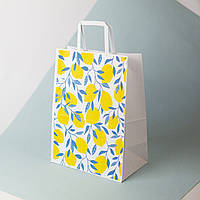 Подарочный Крафт пакет ярких цветов 260*150*350 белый бумажный подарочный пакет с плоскими ручками Лимон