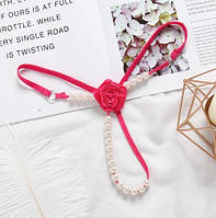 Труси з перлами, малиновий - розмір універсальний (на резинці), 15% нейлон, 85% поліестер