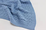 В'язаний плед 100% бавовна "Косичка" джинсового кольору 75/90 см No55-29, фото 2