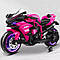 Дитячий електромотоцикл Kawasaki Ninja 3690 байк звук підсвічування додаткові колеса транспорт для дітей подвійний привід, фото 7