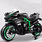 Дитячий електромотоцикл Kawasaki Ninja 3690 байк звук підсвічування додаткові колеса транспорт для дітей подвійний привід, фото 6