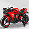 Дитячий електромотоцикл Kawasaki Ninja 3690 байк звук підсвічування додаткові колеса транспорт для дітей подвійний привід, фото 5
