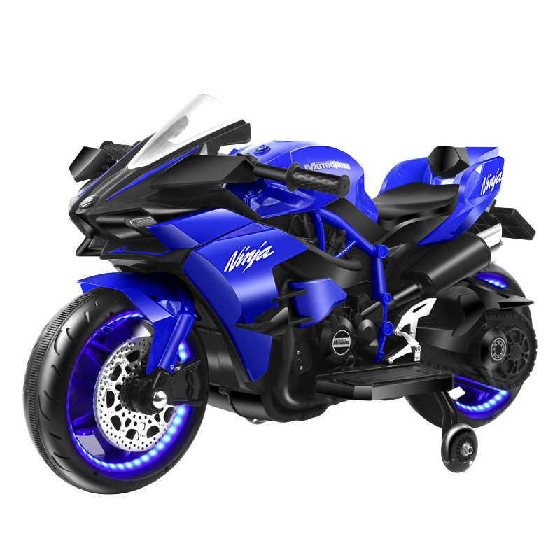 Дитячий електромотоцикл Kawasaki Ninja 3690 байк звук підсвічування додаткові колеса транспорт для дітей подвійний привід