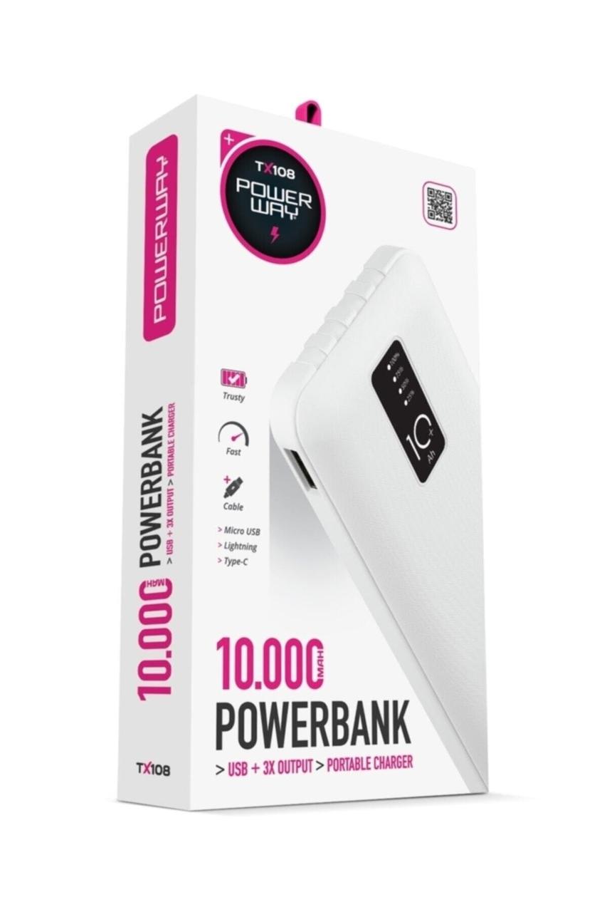 Power Bank з цифровим дисплеєм Powerway TX108, 10000 ампер, з вибухозахищеним кабелем