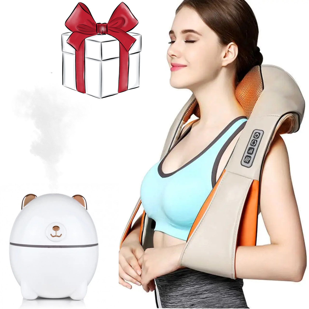 Масажер для шиї спини з ІЧ-підігрівом <unk> Massager of neck kneading Plus <unk> Роликовий масажер-накидка на плечі