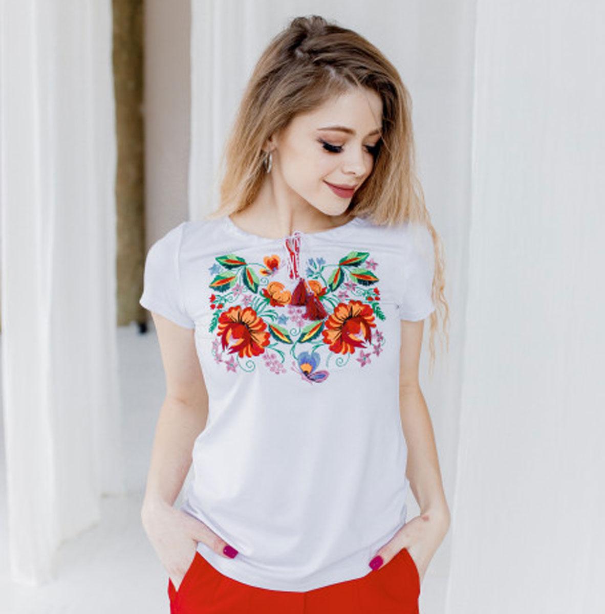 Футболка з вишивкою Мазурка біла