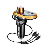 FM-модулятор Трансмітер FM CAR Q15 5572 з Bluetooth і кабелем 3 в 1