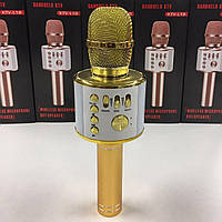 Бездротовий акумуляторний караоке-мікрофон Wster Bluetooth 25 см Золотий (KTV-L18)