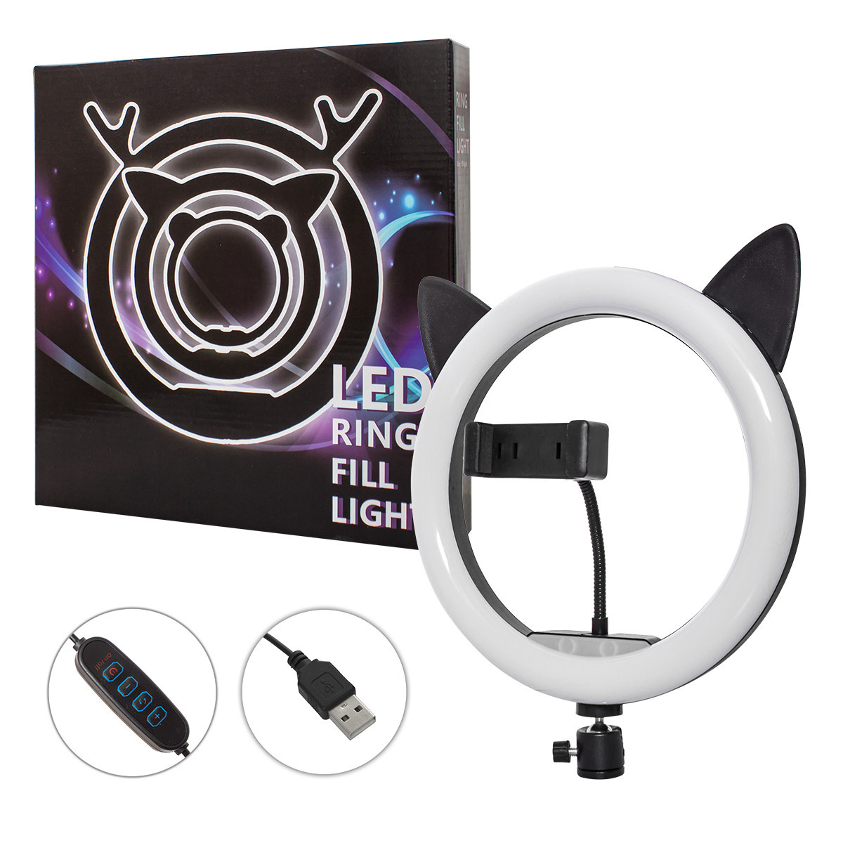 Кільцева світлодіодна Led Лампа 26 см OL26 Panda Ring із затискачем для телефона