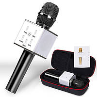 Микрофон караоке Bluetooth микрофон Q7 Блютуз микро + Чехол Черный
