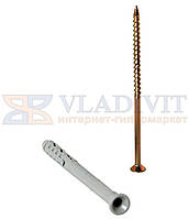 Дюбель e.metiz.dowel.92.U1.06.60, з ударним шурупом М6х60 поліпропілен, потай (100шт), E.NEXT