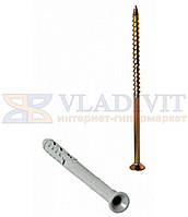 Дюбель e.metiz.dowel.92.U1.06.40.b, з ударним шурупом М6х40 поліпропілен, буртик (100шт), E.NEXT