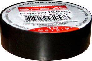 Ізоляційна стрічка e.tape.pro.10.black із самозатухаючого ПВХ, чорна (10м), E.NEXT (p0450006)
