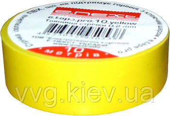 Ізоляційна стрічка e.tape.pro.20.yellow із самозатухаючого ПВХ, жовта (20м), E.NEXT (p0450009)