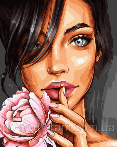 Купить Картины по номерам Девушка с пионом (BRM40587) 40 х 50 см, цена ...
