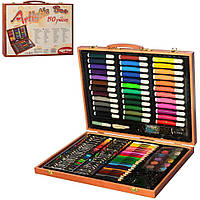 Детский набор для рисования Bambi в деревянном чемодане, фломастеры, карандаши, краски, 150 предметов
