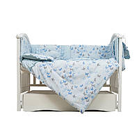 Постільний комплект для дитини в ліжечко Twins Romantic Spring collection, Butterfly, 7 елементів, блакитний
