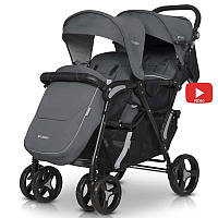 Детская прогулочная коляска для двойни EasyGo Fusion Duo 2021, Iron, ребенку с рождения, 108x58x110 см., серая