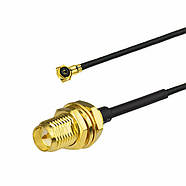 Кабель антенний IPEX uFL - RP SMA Female 10см 100мм перехідник пігтейл для 4G 3G модемів, WiFi роуторів, фото 2