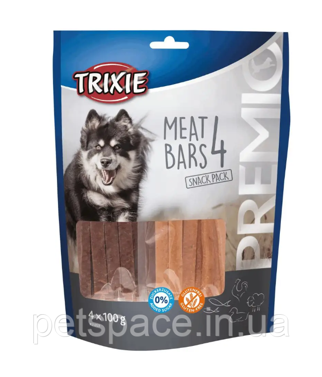 Ласощі для собак Tixie Premio 4 Meat Bars (Тріксі Преміо курка, баранина, качка та лосось) 100г
