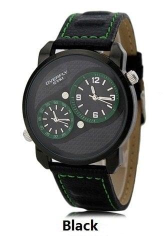 Годинник наручний Eyki Overfly two time zone lather Чорний