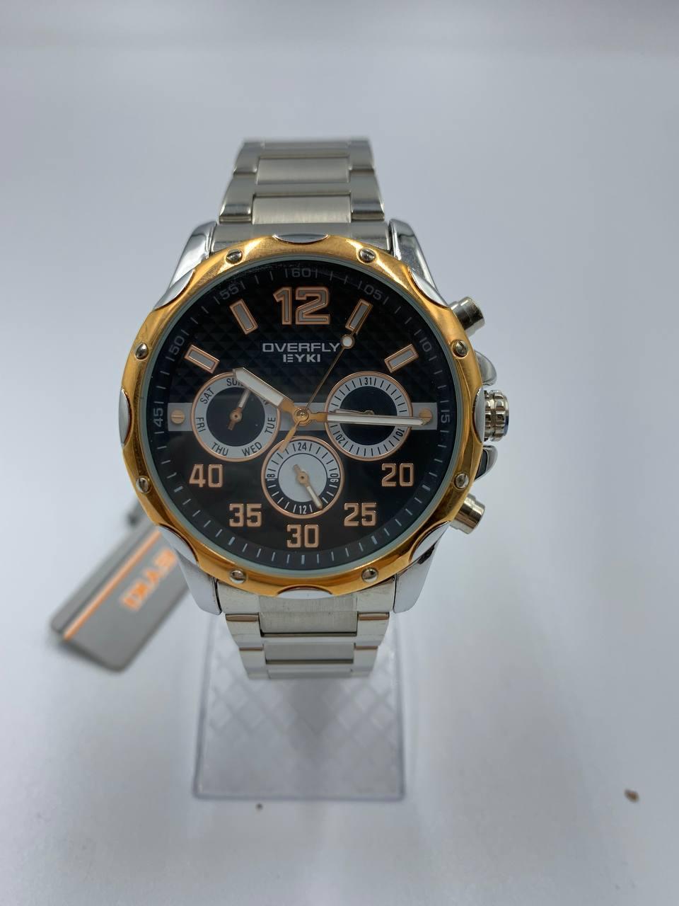 Годинник чоловічий Eyki original steel мультифункціональні чорні із золотим