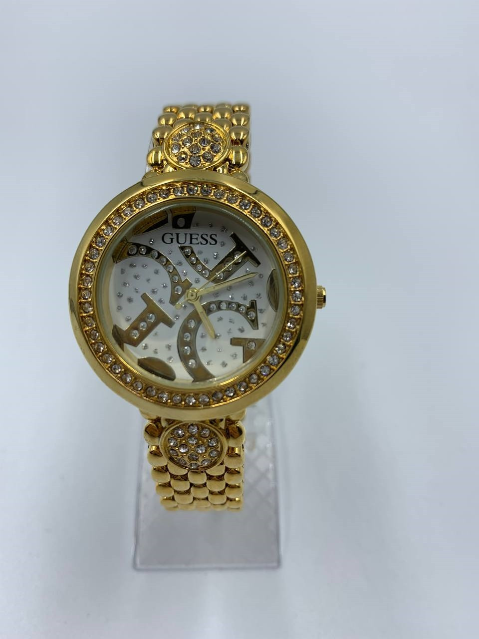 Наручні кварцові Годинники Guess crystal Gold-White