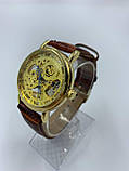 Годинник наручний механічний GOER classic золотий, фото 3