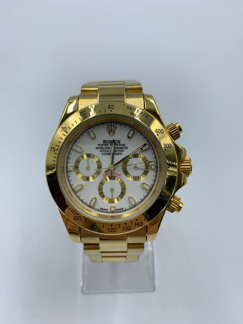 Годинник механічний наручний Rolex daytona automatic Gold with white