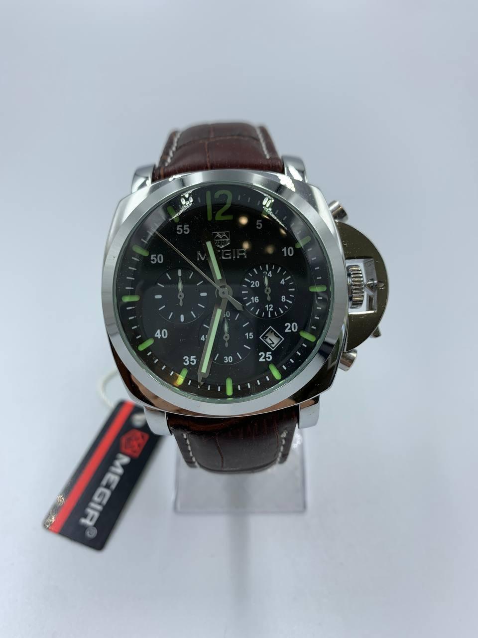 Наручні кварцові Годинники Megir Chronometer Extra чорні з коричневим