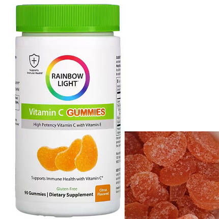 Вітамін С для дітей Rainbow Light Gummy Vitamin C Slices 90 жувальний мармеладок, фото 1