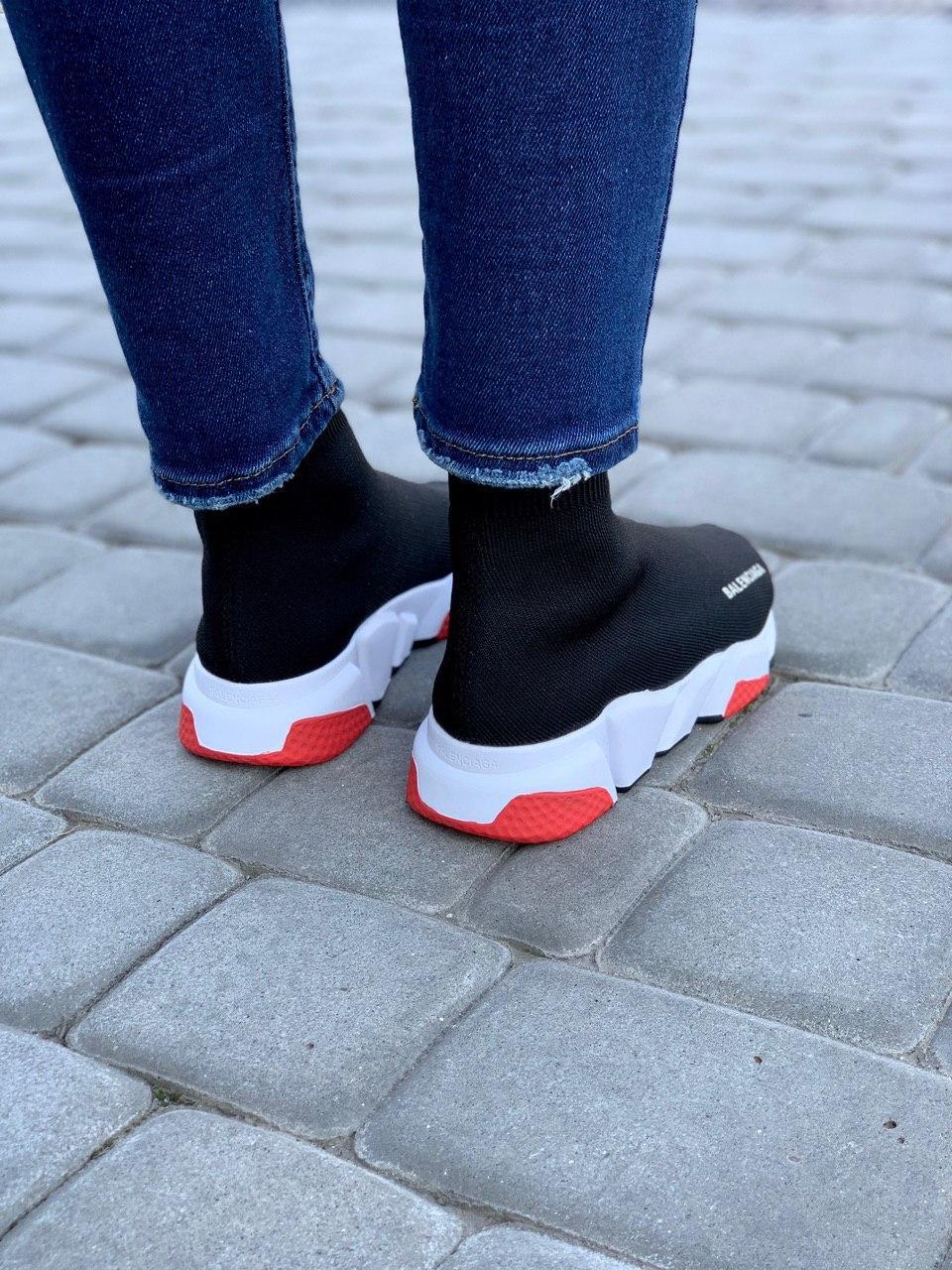 Женские кроссовки Balenciaga Speed Trainer Black White Red - фото 7 - id-p1642089754