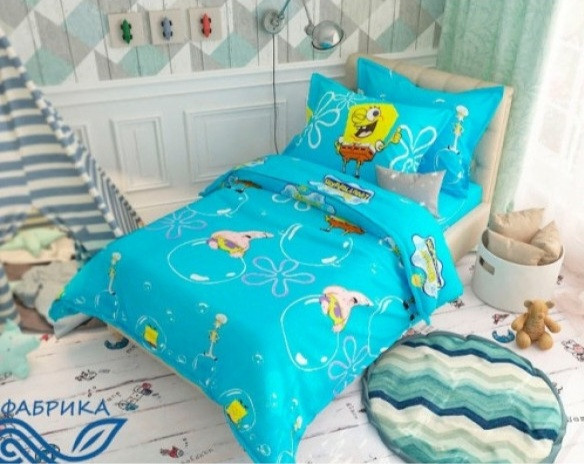 Постільна білизна підліткова Бязь Спанч Боб, фото 1