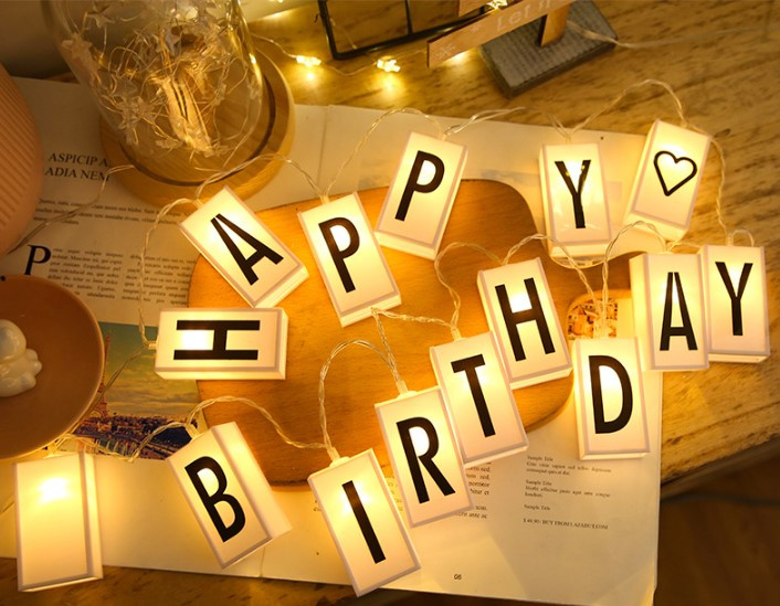 Світлодіодна гірлянда Happy Birthday на 20 символів 2 м від батарейок