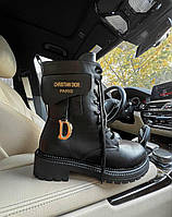Женские зимние ботинки Dior Boots Black Мех