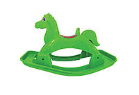 Детская пластиковая музыкальная лошадка-качалка Doloni Toys с ручкой, от 12 месяцев, зелёная