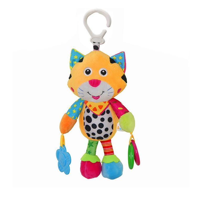 Дитяча іграшка-підвіска на коляску Кіт Bambi з кріпленням і прорізувачем для зубів, 26 см, різнобарвна
