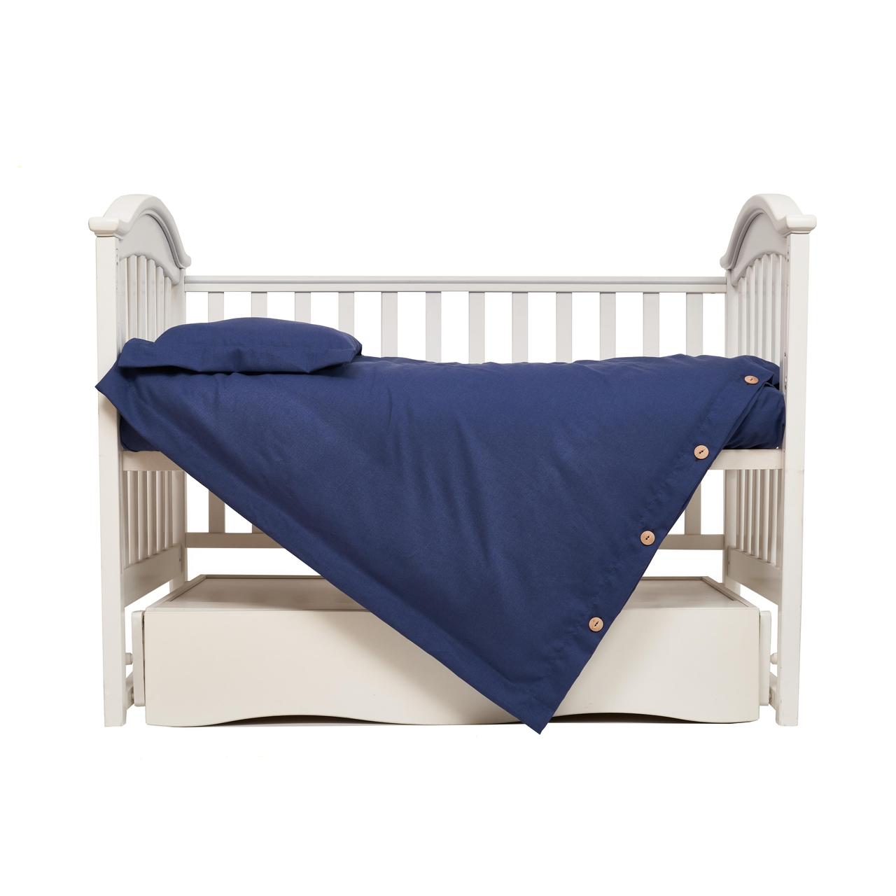 Змінне ліжко для новонародженого в ліжечко Twins Linen, дитині від народження, 3 елементи, 120х60 см, синя