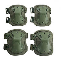 Тактические защитные наколенники и налокотники из ударопрочного пластика 4 шт 1000D Зеленый Army gre
