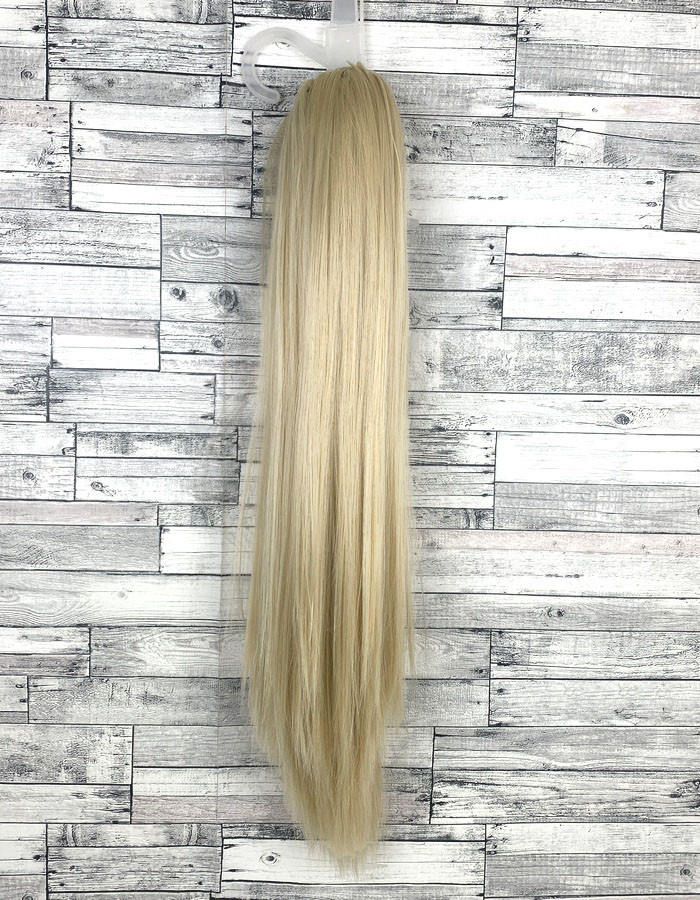 Накладний хвіст блонд прямий №16/613 на крабі шиньйон штучний термо, фото 1