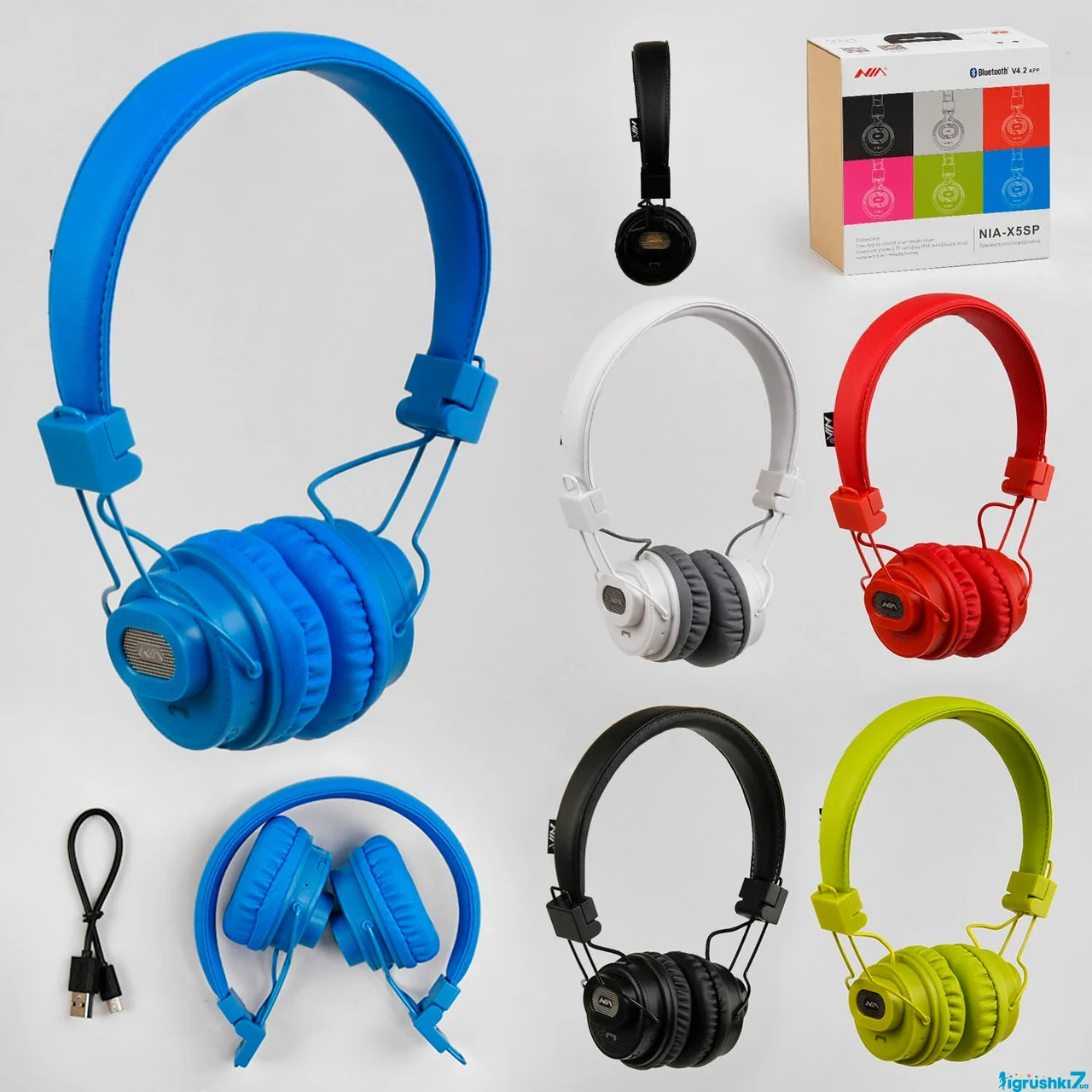 Бездротові Bluetooth стерео навушники С 48343 (100) 6 кольорів, USB, МР3, колонка
