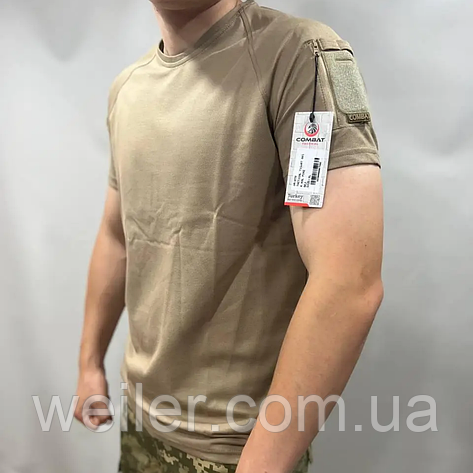 Футболка тактична Combat койот (пісочний) з шевронами на плечах, фото 1