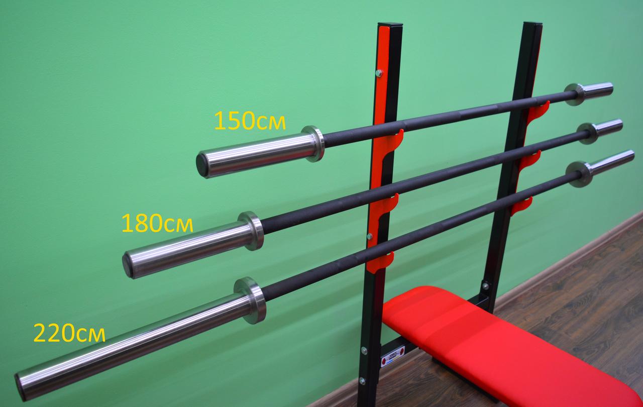 Гриф l-2.2м вес 17.5кг нагрузка до 150 кг d-для блинов 50мм для штанги прямой - фото 3 - id-p80319765