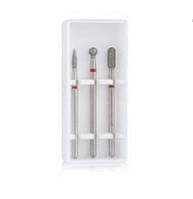 Стартовий набір фрез для тонкої кутикули в пластиковому контейнері, 3 шт. — SET — 2 RED (243 021R, 001 035R, 880