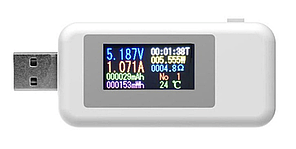 USB Вольтметр/амперметр тестер 10в1 зарядних пристроїв з кольоровим РК