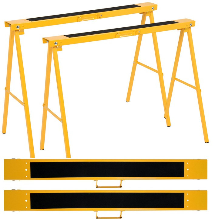 VOREL® 29401 Козли Складні 2 шт (1000 х 100 х 750 мм) Металеві Стійки (200 кг)