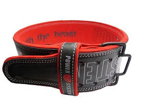 Пояс для пауерліфтингу Power System PS-3830 Power Beast шкіряний Black/Red L, фото 4