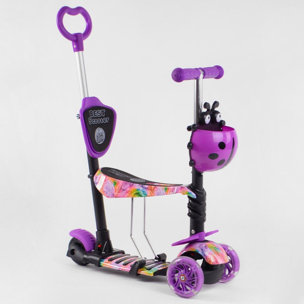 Самокат 5в1 2015 (1) Best Scooter, АБСТРАСЦІЯ, PU колеса, ПІДСВЕКА КОЛЕС, в коробці