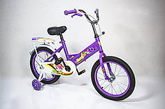Велосипед двоколісний 16 дюймів фіолетовий ручний, дискове гальмо з кошиком 197639