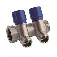 Колектор з регульованими вентилями Bianchi 36 мм 2 виходи 1/2х3/4 ЗР синій (202B05040D)